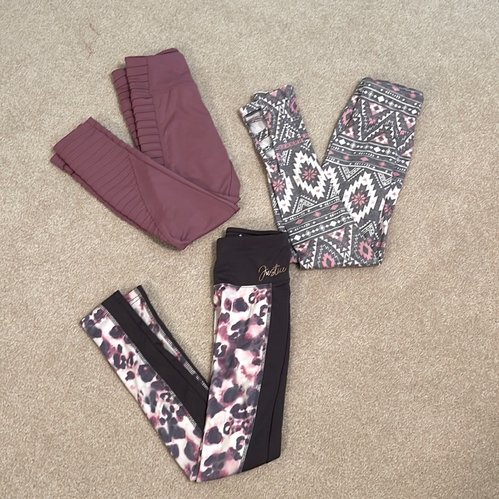 Bundle of 3 pairs Justice Leggings size 8